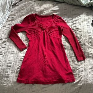 Long sleeve mini dress with gathered bust and rose detail